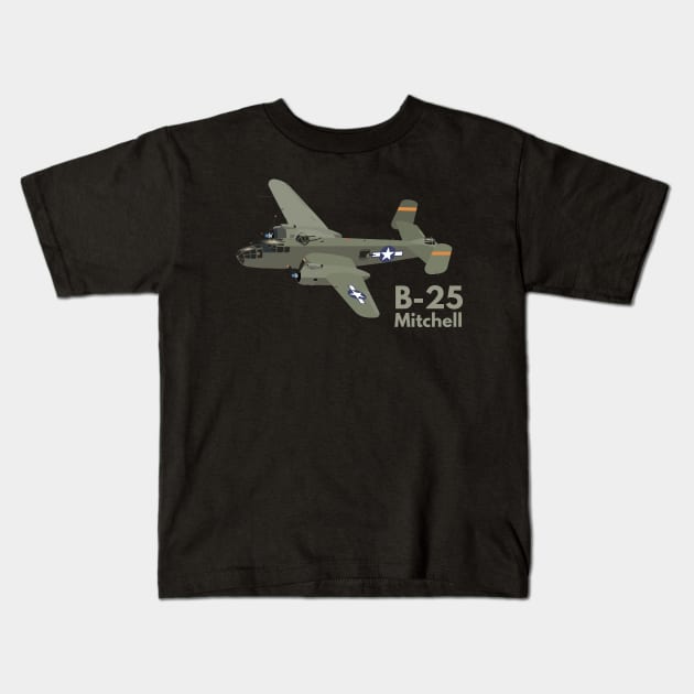 B-25 Mitchell WW2 Medium Bomber Kids T-Shirt by NorseTech